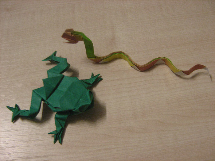 žabka a had - obtížnost vhodná pro zkušené origamisty